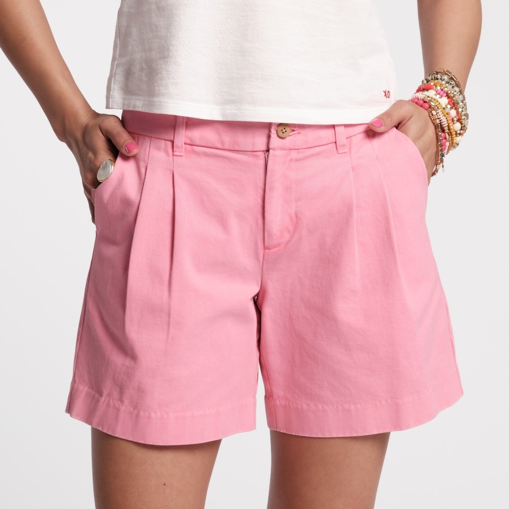 Benny Pleated Cotton Short Pink